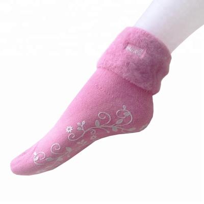 China Antibacterial New Design ABS Warm Sole Brushed Fleece Home Socks for sale