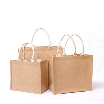 China Wholesale Manufacturer Women Custom Beach Eco Canvas Jute Tote Handled Reusable Shopping Bag For Gifts for sale