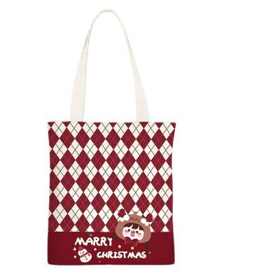 China Custom Tote Canvas Bag Letter Printed Santa Sack Personalized Christmas Hot Sale Large Cotton Canvas Sacks For Gifts for sale