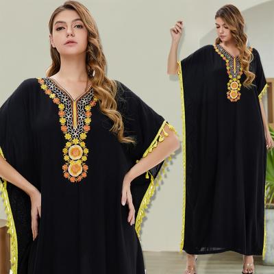 China 2021 Summer Women Long Robe Daily Casual Formal Nightgown For Ladies Night Sleepwear For Women Muslim Pajamas Pajamas Kaftan Wear Dress for sale