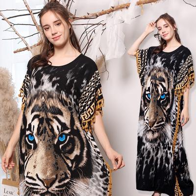 China 2022 casual animal style evening night muslim wear women dress pajama kaftan kaftan M-XXL for sale