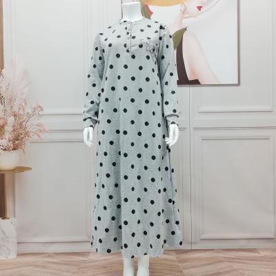 China Full Long Sleeve Winter Jacquard Women Fashion A Line QUICK DRY Round Dots Casual Evening Gowns Dresses for sale