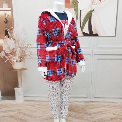 China Factory Supply Christmas Pajamas Winter Direct New Arrival QUICK DRY 3 Pieces Cardboard Women Pajamas Set for sale