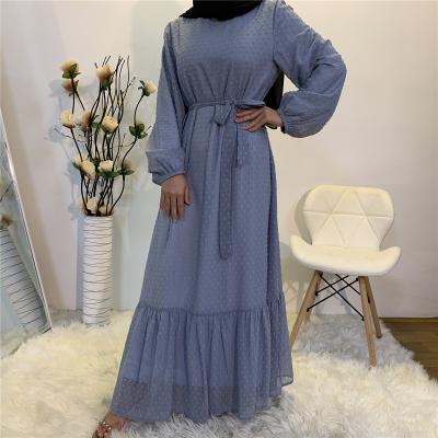 China Long Sleeve Maxi Abaya Muslim Popular Polka Dot Dress Full Lining Turkish Dubai Maxi Dresses S M L XL 2XL Islamic Clothing for sale