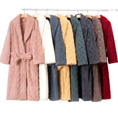 China New Winter Jacquard Women Autumn Nightgown Breathable Customized Coral Fleece Thickened Warm Bathrobe for sale