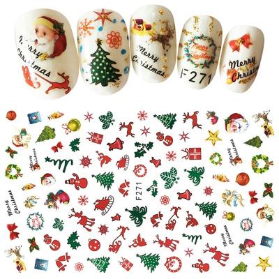 China Easy Apply Adhesive Boots Tress Xmas Designs Christmas Series 3d Nail Stickers Decorations Snowman Snowman 1Pcs for sale