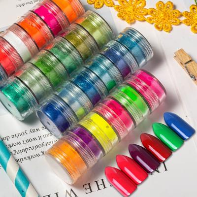 China Easy Apply 6 Color Set Candy Nail Powder Soft Eye Glitter Powder Nail Neon Nail Dye for sale