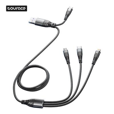 China MP3 / MP4 Player 3 in 2 Multi usb Custom Logo Charging Cable Dual Input Type c usb A Charging Cable to Triple Output Cable for sale