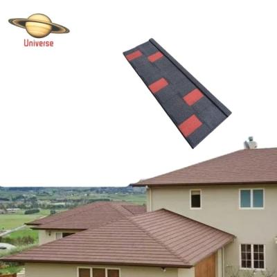 China Modern High Weatherability Black Stone Coated Steel Roof Gather Rainwater Zinc Roof Shingle Tile On Sale for sale