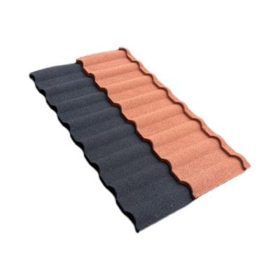 China Colored Stone Chip Coated Matel Roof Tiles 0.3mm 0.4mm Thick Milan Modern Tile Roofing Materials for sale