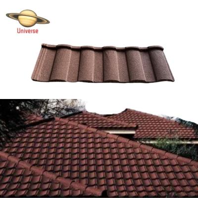 China Modern Red Color Roof Tiles 0.4mm Light Weight Metal Roofing Sheet Zinc Rainbow Stone Aluminum Coated Roofing Tile for sale