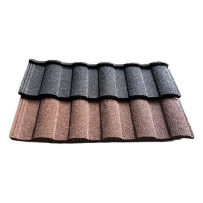 China Modern Black Red Colored Metal Galvanized Stone Panel Anti Fade Customized Factory Metal Sheet Roofing Tile for sale