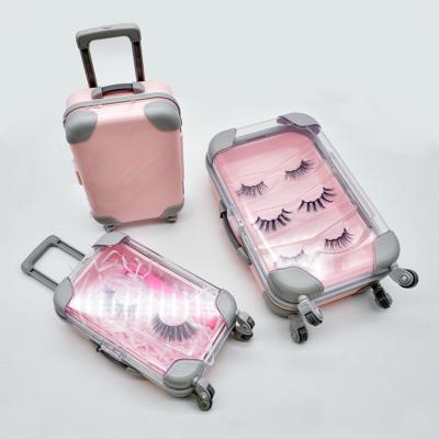 China 100% Long 25mm Natural Mink Lashes Custom Eyelash Packaging Suitcase Eyelash Case for sale