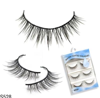 China Long NEW 4pair Natural Reusable False Eyelashes Water-activated Mink Eyelashes Self-adhesive False Lashes Without Glue Water for sale