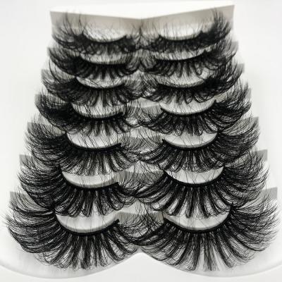 China 7 Pairs 25mm Long Natural Fluffy Mink Lashes Box Private Label Customized Making for sale