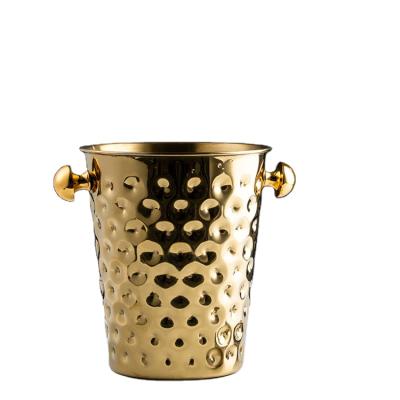 China Viable champagne gold nightclub restaurant hammer ice bucket metal stainless steel binaural ice bucket for sale