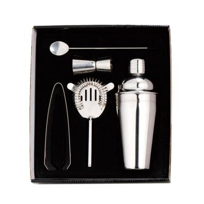 China Viable Hot Selling 550ML Cocktail Shaker Stainless Steel Color Bartender Kit 5 Pieces Cocktail Shakers Set for sale