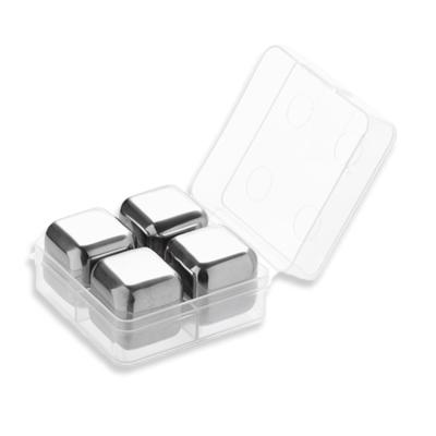 China Sustainable High Quality Reusable 4pcs Stainless Steel Whiskey Stones Ice Cube Cooling Stone Set for sale