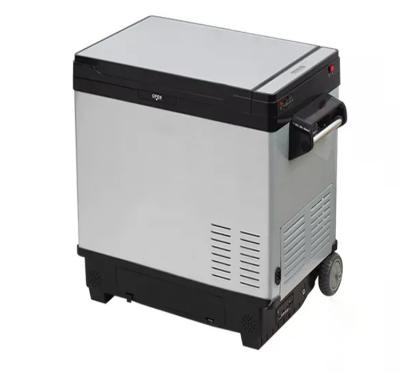 China Outdoor Freezer with Wheels DC 12V/24V AC 100V-240V Portable Compressor Refrigerator for sale