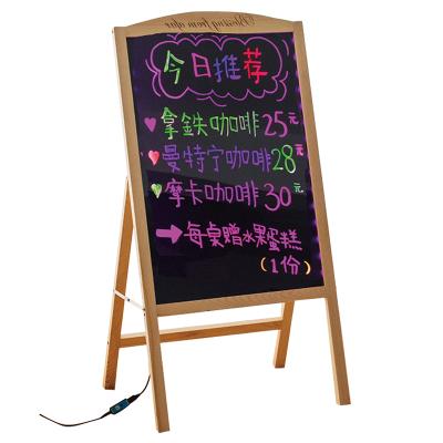 China Movable Standing Folding Magnetic Blackboard Wooden Sight Board Free Board Cafe Sign Hooks And Pen Tray for sale