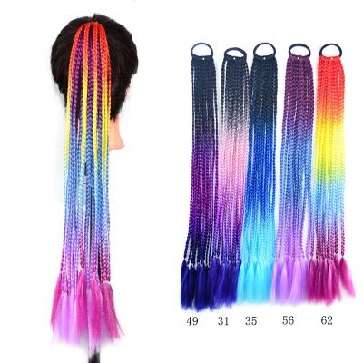 China Long Curly Straight Ponytail Wig With Elastic Band Hair Ring Bun 24 Inch Synthetic Jumbo Braid Hair Ponytail Hair Extensions Crochet Braids for sale