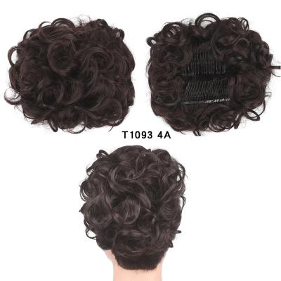 China High Quality Synthetic High Temperature Fiber Plastic Comb 2 Clip In Curly Synthetic Hair Pieces Bun Hair Bang With Gold Bun Extension Hair Accessories for sale