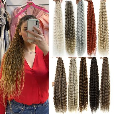 China Long Soft Synthetic Hair Extensions Curly Colored Synthetic Braiding Hair For Braids Crochet Deep Wave Twist Hair Crochet Hair Bulk Deep Wave Braiding Synthetic for sale