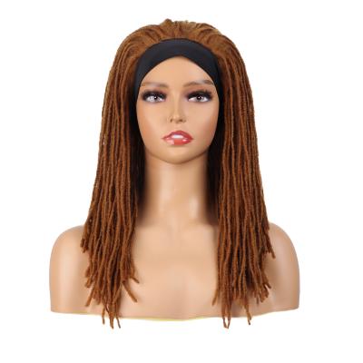 China Long Lead Headband Synthetic Soft Faux Locs Wigs Black Straight Dreadlock Wig Braiding Crochet Twist Hair Wigs For Black Women/Men for sale