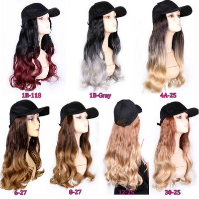 China Factory18 inch best long straight wavy baseball cap synthetic hair integrate cap cap for women female cosplay wigs for sale