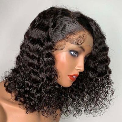 China Dropshipping Wholesale 13x6 Hd Pixie Short Raw Human Hair Deep Wave Bob Lace Front Wig for sale