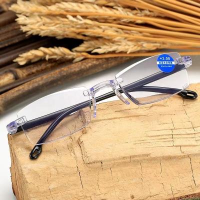 China Slim Manufacturers Sell Ultra Light Cheap Presbyopic Glasses , Diamond Cut Blue Glasses Without Radius Computer Border for sale