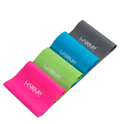 China Custom Printed Yoga Exercise Pilates Band Fitness Resistance Yoga Stretch Flat Wide Elastic Bands Long for sale