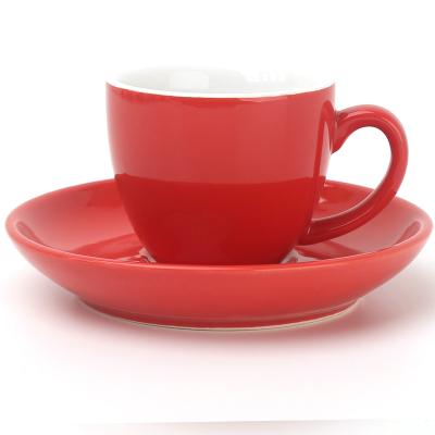 China Viable Custom Design Printed Ceramic Porcelain Espresso Cups With Saucers Sets for sale