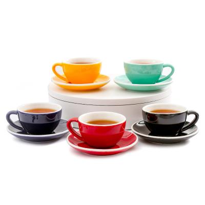 China Customization Stocked European Italian Ceramic Coffee Cup And Saucer Set Porcelain Cup Plate for sale