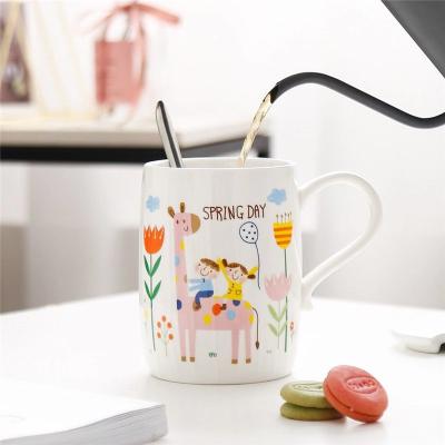 China Creative Hand Painted Logo Viable Custom Porcelain Mug Creative Children's Ceramic Mug for sale