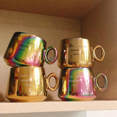 China Commemorative Porcelain Coffee Mug Silver Tech Silver Luxury Ceramic Electroplating Decoupage Mug for sale