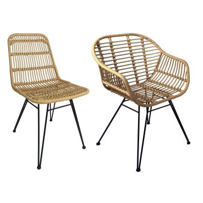 China K/D Design TW8711 Furniture Metal PE Rattan Chair Outdoor Wicker Chair Rattan Dining Chair for sale