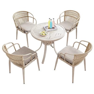 China TW-C18 Outdoor Dining Set Modern Aluminum Rope Table And Garden Chair for sale