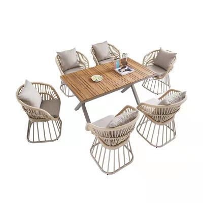 China TW-C21 Modern Aluminum Rope Patio Garden Furniture Aluminum Rope Chair Patio Rope Dining Table And Chair Set Patio Dining Chair for sale