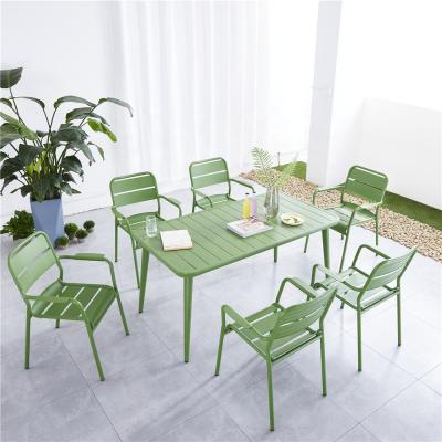 China TW-T17 Rectangle Garden Modern Outdoor Patio Furniture Aluminum Table And Chairs Set for sale