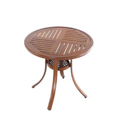 China TW-T8 modern wood grain round outdoor aluminum tea table furniture villa table and chair for sale