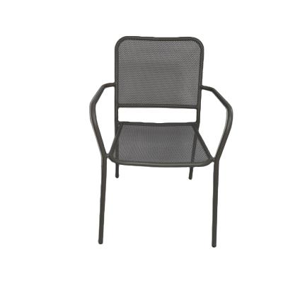 China TW8630 Stacking Fabrics Outdoor Stackable Dining Armchair Metal Mesh Steel Chair for sale