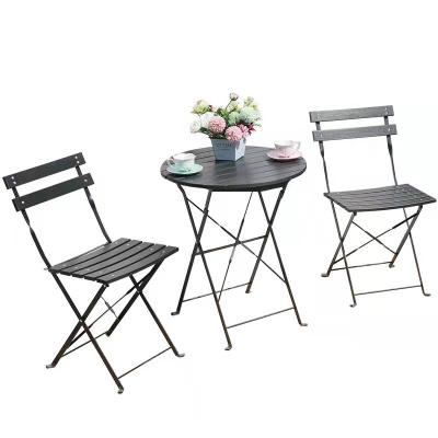 China TW0116 Modern Outdoor Plywood Balcony Table Combination Single Folding Plastic Wood Folding Three-Piece Set and Chair Tea Table for sale