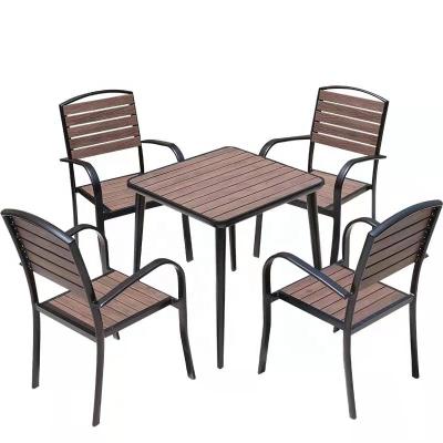 China TW0105 Modern Outdoor Plastic Wooden Outdoor Table Yard Garden Cafe Chairs And Tables Antiseptic Wooden Chair And Chair for sale