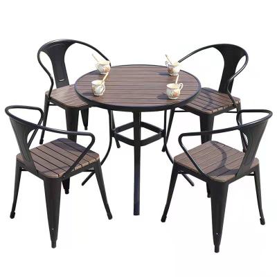 China Modern Modern Plastic Wood Chairs And Outdoor Table TW0114 Yard Garden Cafe Tables And Chair for sale