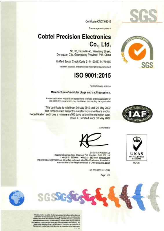 ISO9001 - COBTEL PRECISION ELECTRONICS CO.,LTD.