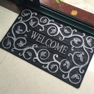 China Ivy Painted Silver Welcome Rubber Matt Adhesive-Protective Door for sale