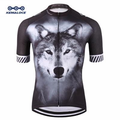 China Anti-Bacterial Black Wolf Plus Size Cycle Jersey,Oem Cycling Clothing,3D Print Sublimation Bike Jersey Adult Bicycle Wear for sale