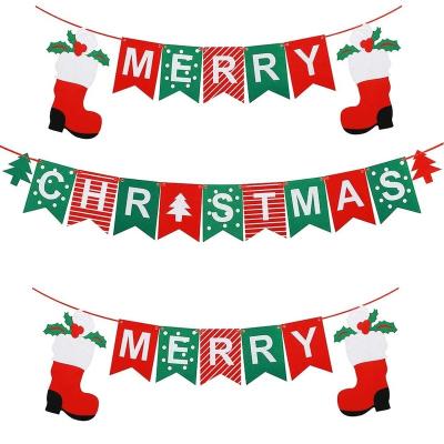 China Double And Single Side Printed Factory Customized Merry Christmas String Pennant Flag Banner Hanging 100% Polyester String Flag for sale