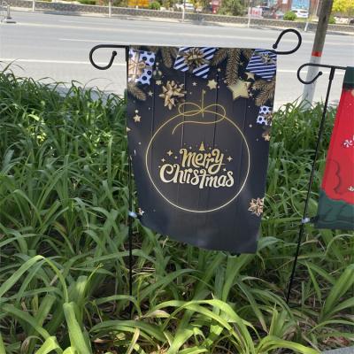 China Ourdoor Cheap Double Sided Printing Merry Christmas Garden Flag Stand Set With Custom Design for sale